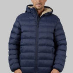 MEN'S HOODED SHERPA-LINED JACKET - OUTER SPACE / M