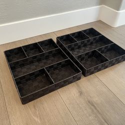 TWO- 13x13 Heavy Duty Brown Woven Drawer Organizers- Brown Weave Baskets- Braided Polyester Drawer Divider Set
