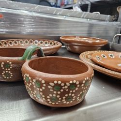 Beautiful Set Of Clay Mexican Kitchen Plates