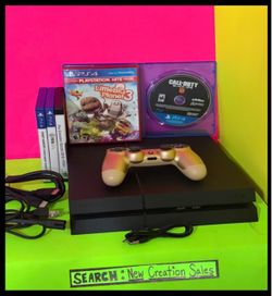 PS4 Console Bundle Sony PlayStation 4 Gold DualShock 4 OEM Controller 5 Games FIFA 17 PES 2018 Black Ops 4 LittleBigPlanet 3