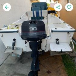 Clean Water ready Strong all fiberglass boat lots of extras 90hp 2 stroke Flies trim tabs GPS dual batteries inverter compass Bimini top trailer spare