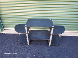 3-Tier Black TV Stand with Side Shelves
