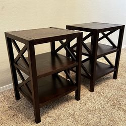 FIVE- 3 Tier Espresso Wood End Table with 2 Shelves