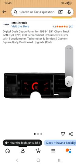 Digital Dash Gauge Panel for 1(contact info removed) Chevy Truck GMC C/K R/V | LED Replacement Instrument Cluster with S