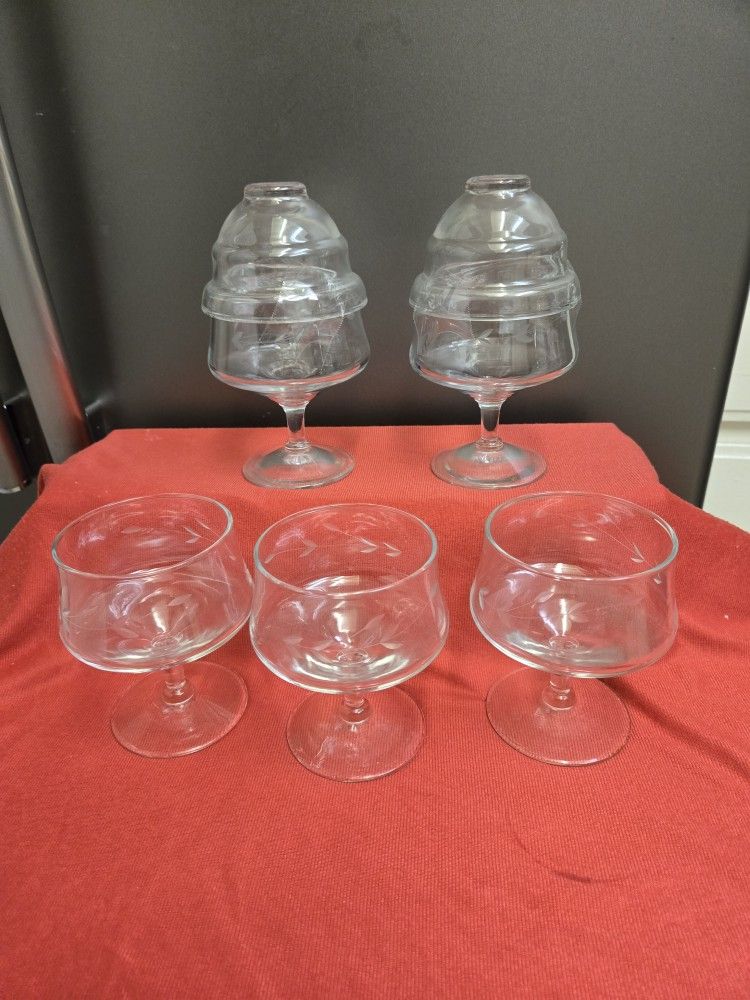 (5) Copas Camaroneras Antiguas De Princess House