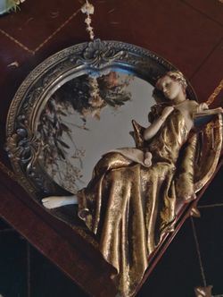 Art Deco Style Accent Mirror With Woman