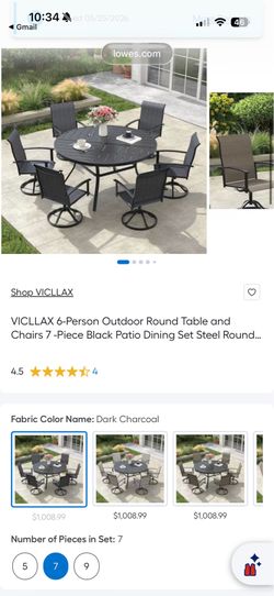 Lowe’s 7 piece black patio set in box