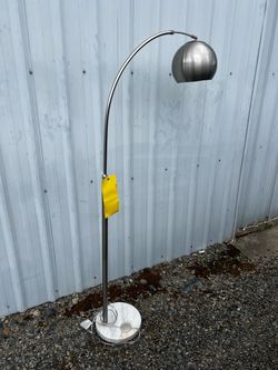 70 in. Nickel Arcing Modern Floor Lamp and Marble Base with Rotating Shade