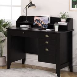 Black Computer Desk with Drawers