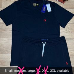 Adult polo short and short sets. Small-3xl