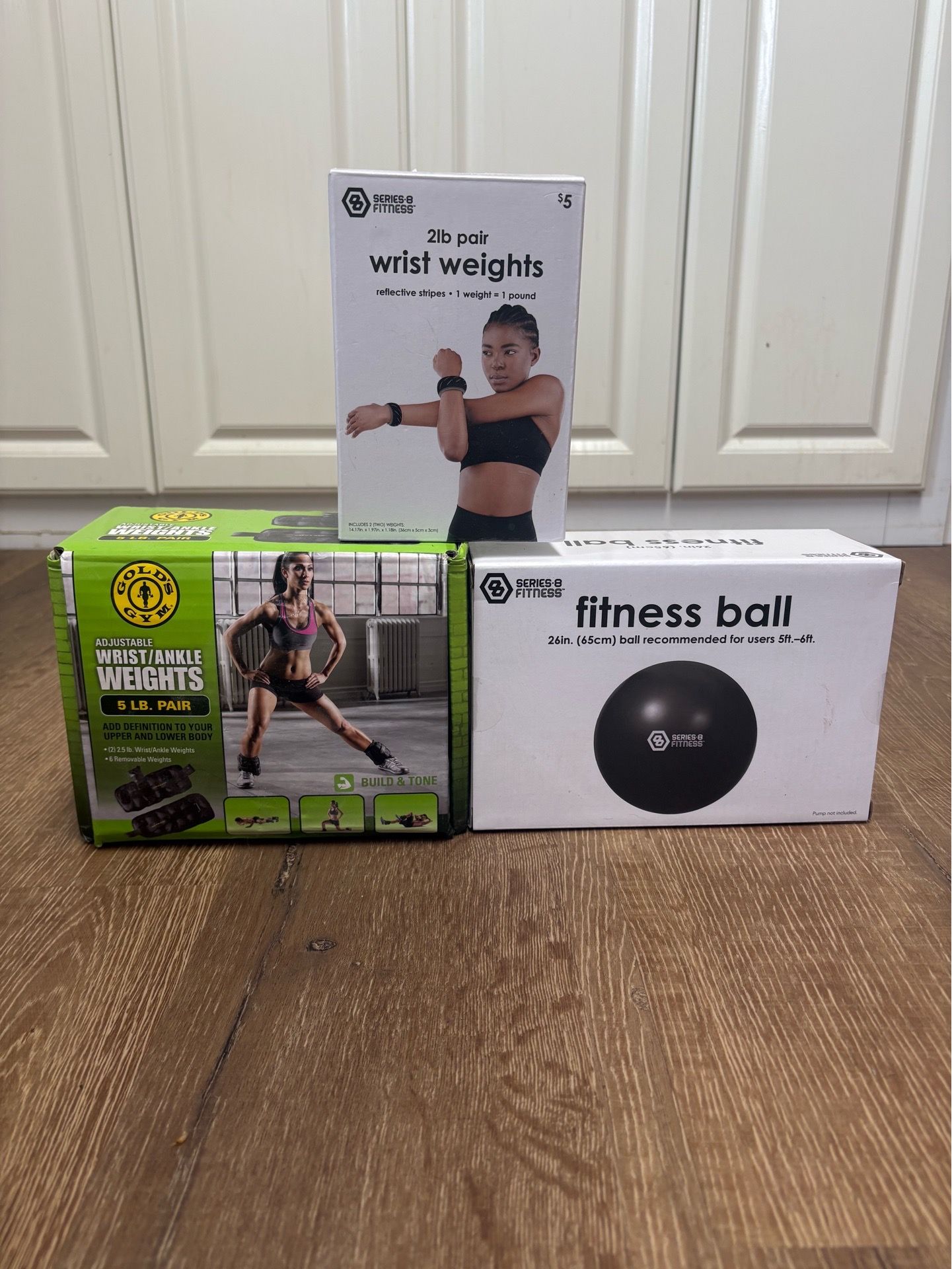 Fitness Exercise Bundle Lot Wrist Ankle Weights Fitness Ball