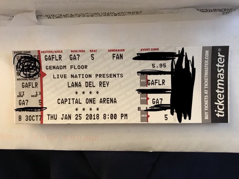 Lana Del Rey general admission floor ticket - DC