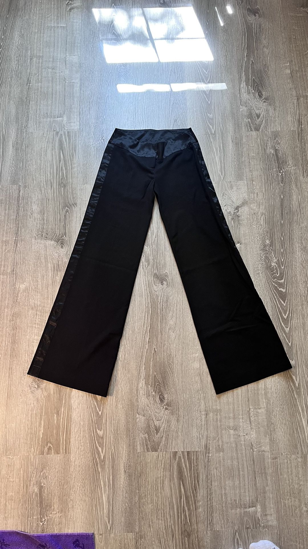 H&M Size 4 Black Wide Leg Slack Dress Pants Silk Business Casual in