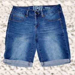 SO Blue Denim Bermuda Shorts with Rolled Hem
