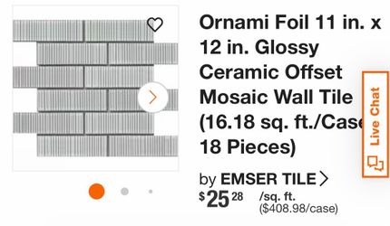 Backsplash tile + free white grout