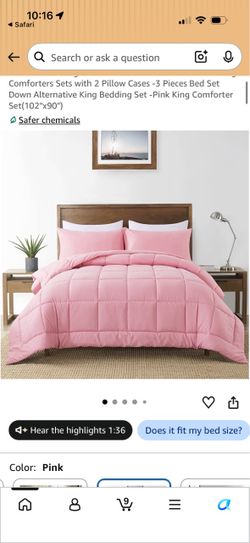 Pink king size comforter set