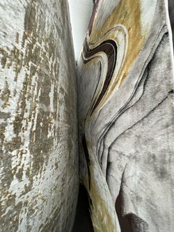 Abstract Area Rug Gold Gray Marble Pattern