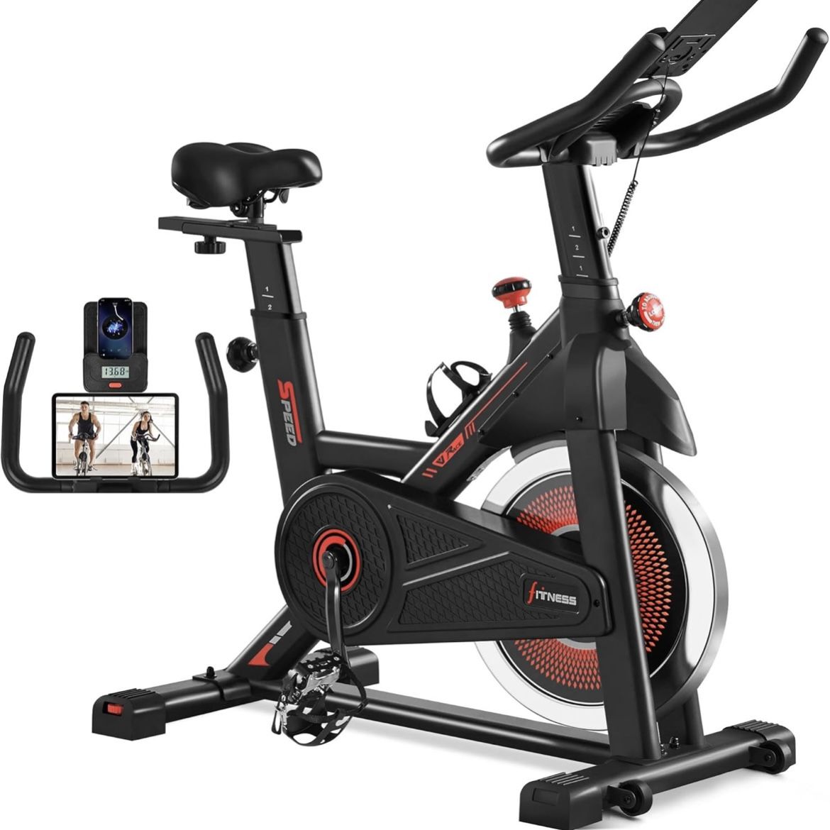 Exercise Bike Indoor Cycling Stationary Bike Exercise Bikes for Home Use with Flywheel, Comfortable Seat Cushion, LCD Display, 110kg Weight Capacity,