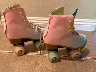 🌈✨ Light-Up Retro Roller Skates | Pastel Pink & Blue | Size 3–4 | Super Cute! 🛼💖