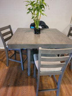 Grey Wood Table With 4 Chairs