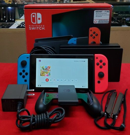 Nintendo Switch 32GB Video Game System - Complete with Left/Right Joy-Con, Dock, Charger, Straps, Comfort Grip, HDMI Cable, and Box - V2 - Working