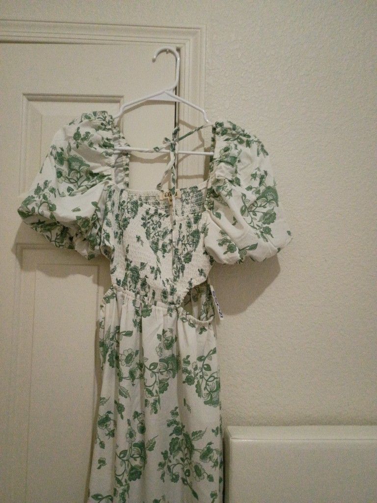 New Green And White Dress💚
