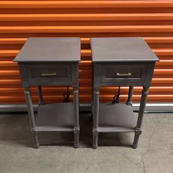 Pair Of Beautiful Wood End Tables/Nightstands With Drawers And Power Outlets 