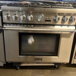 THERMADOR 36”WIDE DUAL FUEL RANGE STOVE STAINLESS STEEL 
