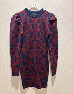 VICI Navy Blue & Burgundy Baroque Sweater Dress – Size Small