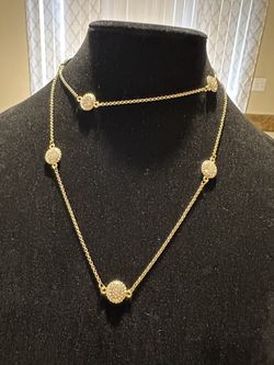 Rhodium Necklace With Stones 