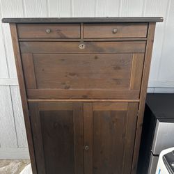 Solid Wood Bar Cabinet / Secretary Desk – Rustic Finish