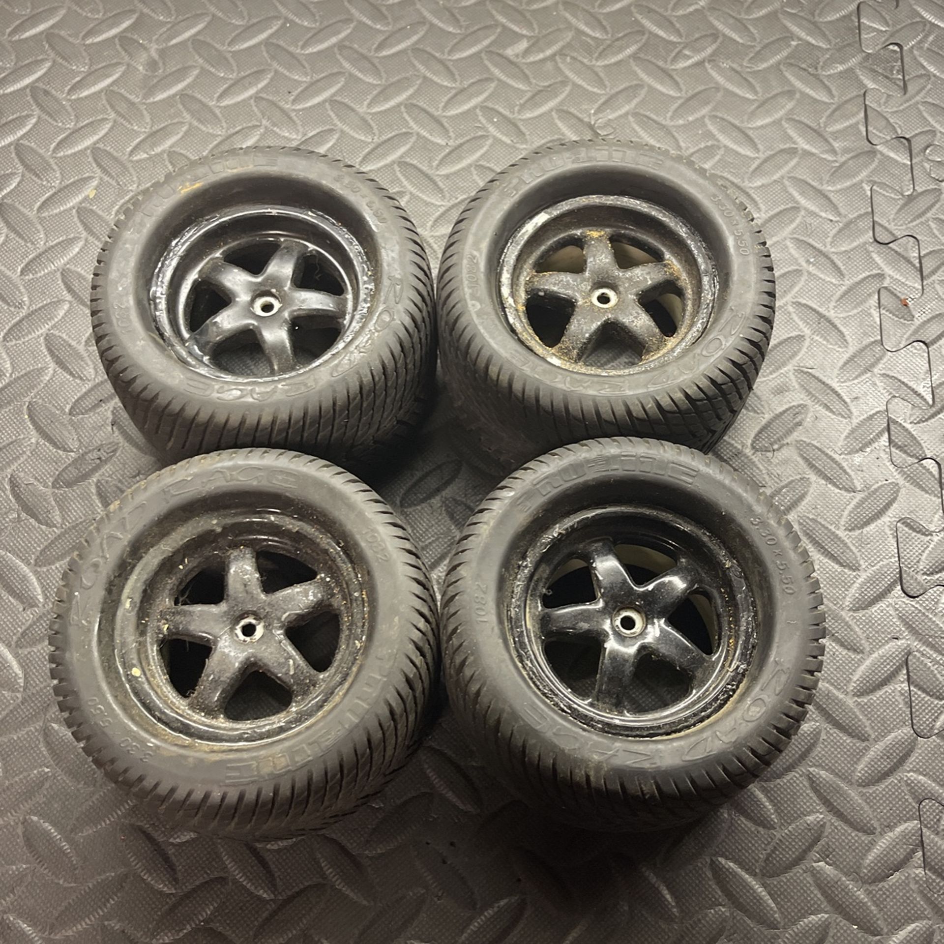 Team Traxxas T-maxx Revo Hpi Savage Set Of Wheels Rims Tire (4) Pro-line Proline Road Rage # 1082 3.30 X 5.50 Tires