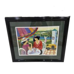  AFTERNOON TEA BY GLEIGER 1993 FRAMED PRINT SIGNED 28x36