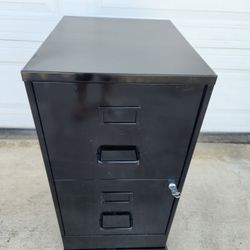 Two Drawer Black Metal File Cabinet. 