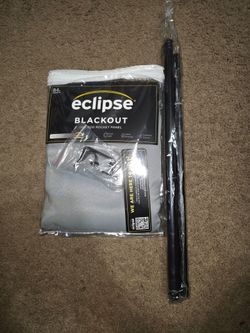 Eclipse Blackout 84 in. Rod Pocket Panel with Curtain Rod