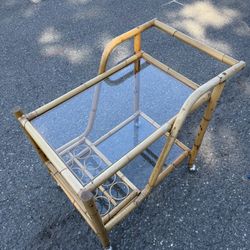 Vintage Bamboo & Glass Bar Cart – Mid-Century Modern Style
