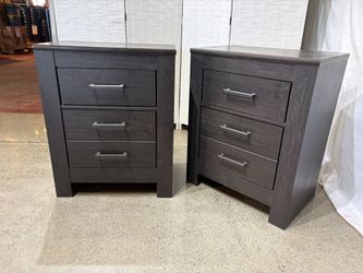 ASHLEY Brinxton Two Drawer Nightstand in Dark Grey (Set of 2)