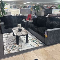Crazy Offer‼️Beautiful Black Corduroy Sofa&Loveseat $899