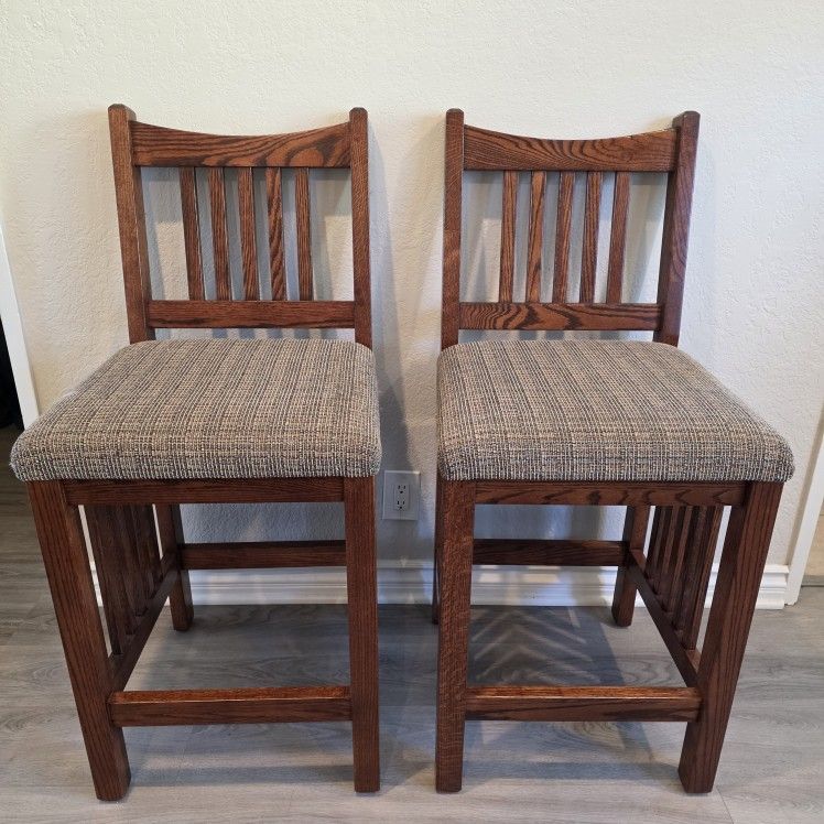 Craftsman Style Solid Wood Bar Stools β Set of 2
