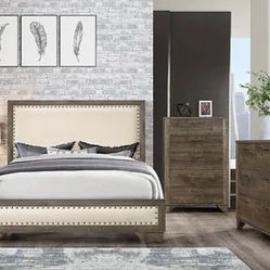 New King Size 4 Piece Bedroom Set With Dresser Mirror Nightstand Without Mattress And Free Delivery