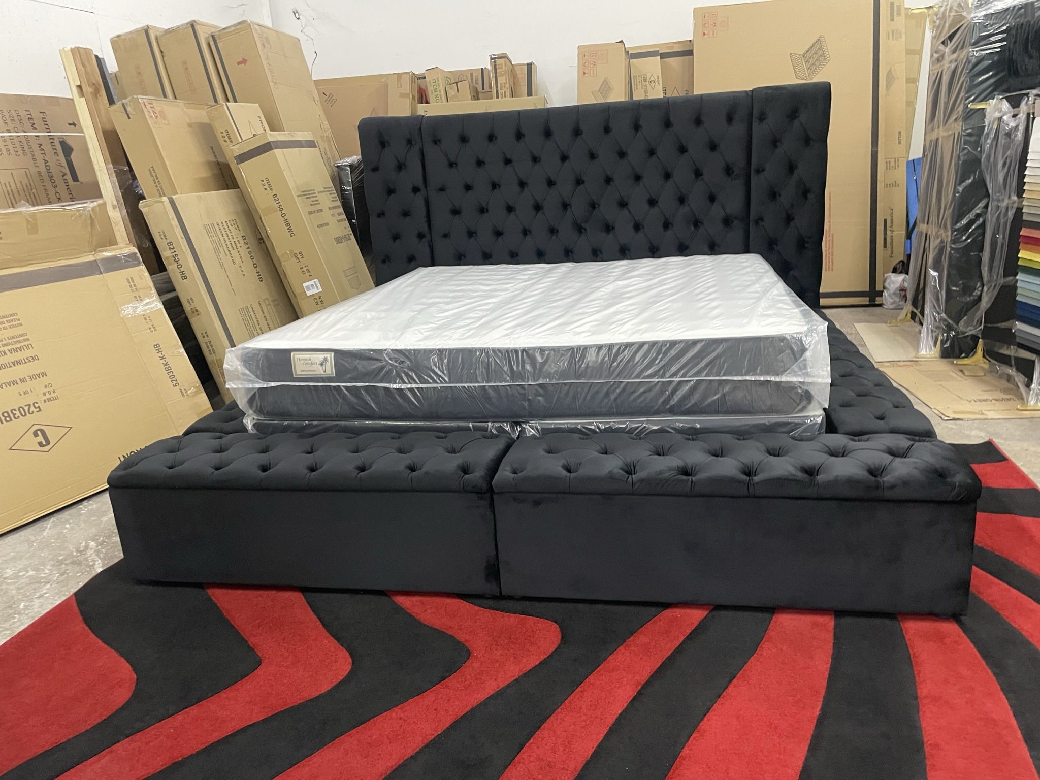 New In Box King Bed Frame With Mattress (Read Description Below)
