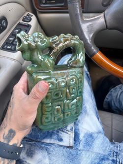 Green Glazed Ceramic Dragon Vase Chinese