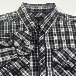 Affliction Black Premium Mens Large Black Embroidered Button Long Sleeve Shirt
