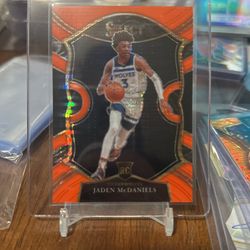 Jaden McDaniels Select Orange Pulsar RC /15 Basketball Card