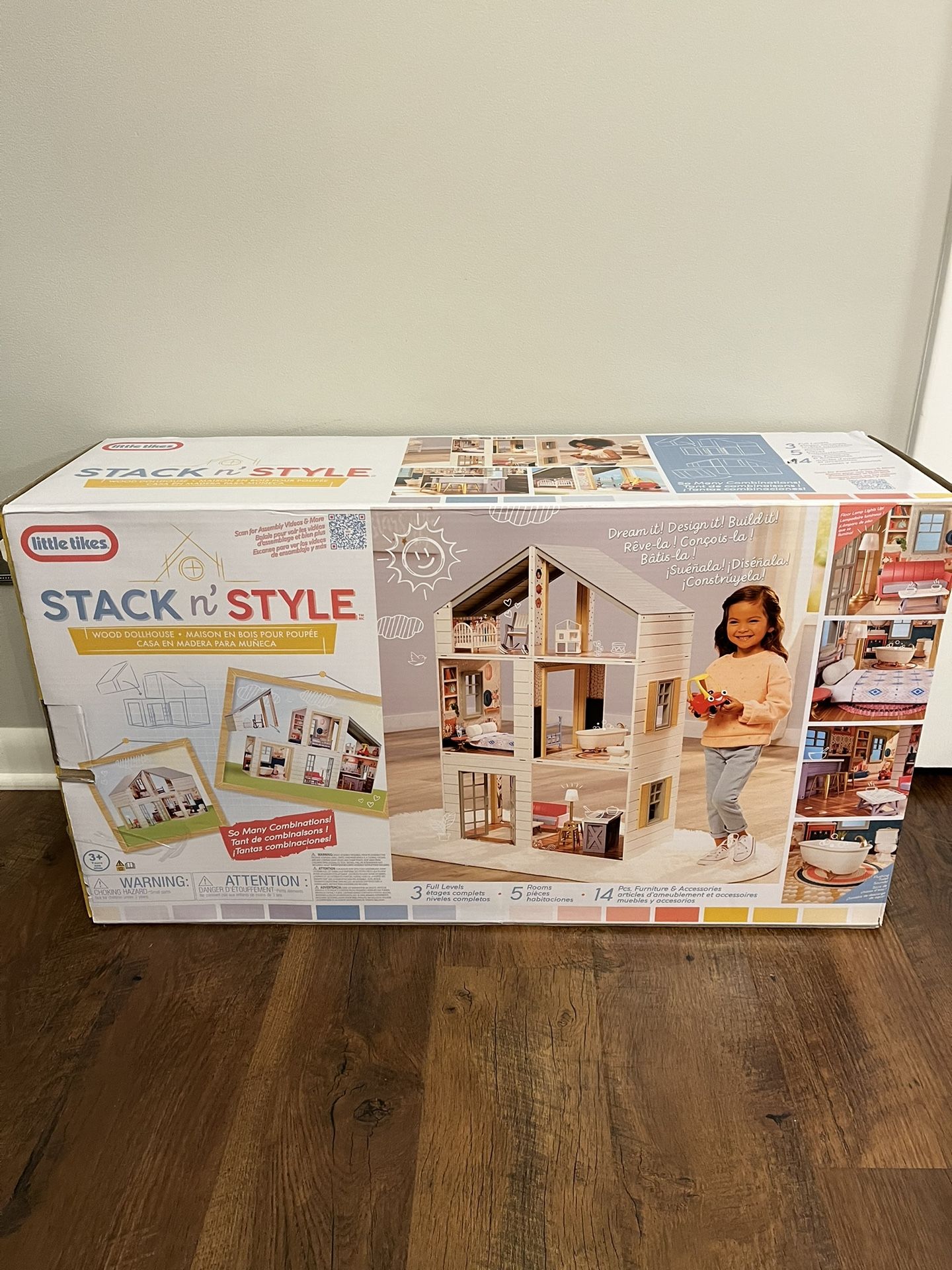 Little Tikes Real Wood Stack 'N Style Dollhouse with 14 Accessories