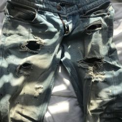 Ripped Men Skinny Jeans Young and Reckless