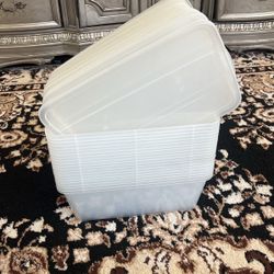20 clear plastic storage bins