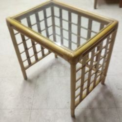 Bamboo and Glass Table 24 height 20 width 15 depth