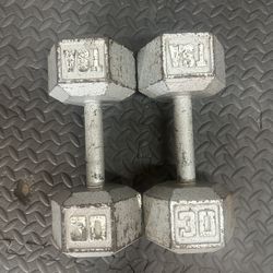 Pair 30lbs Of Dumbbells 