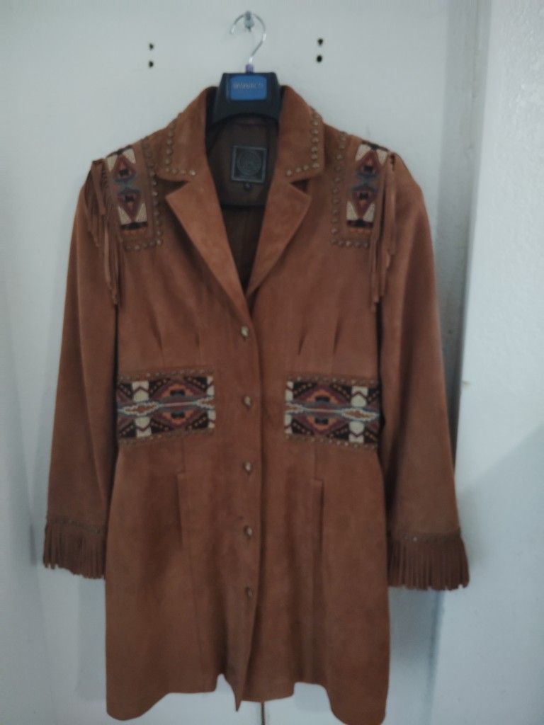 Double D Fringed Sued Coat New Sat Price